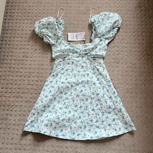 Zara floral cut-out dress